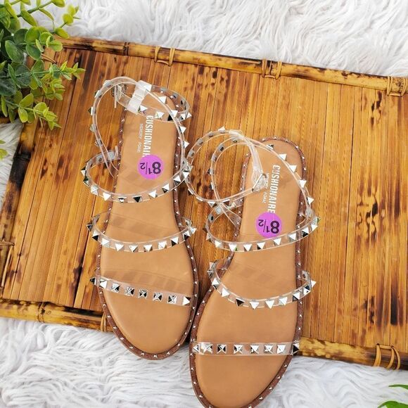 Cushionaire Transparent Studded Strappy Detail Memory Foam Sandals. Sz 8.5 - Picture 10 of 13